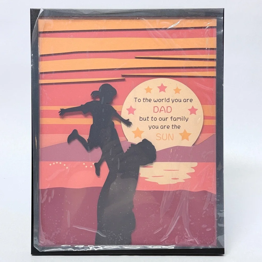 Dad You Are The Sun 3D Paper Cut Shadow Box Art Frame Orange Sunset